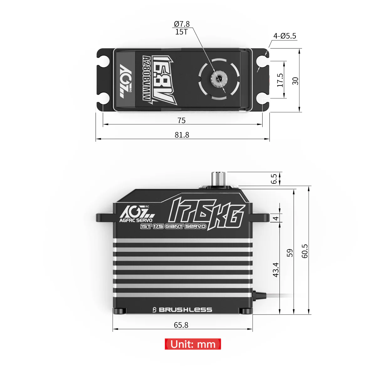 AGFRC Brushless 176KG Billet Servo - A280BVMW - Image 6