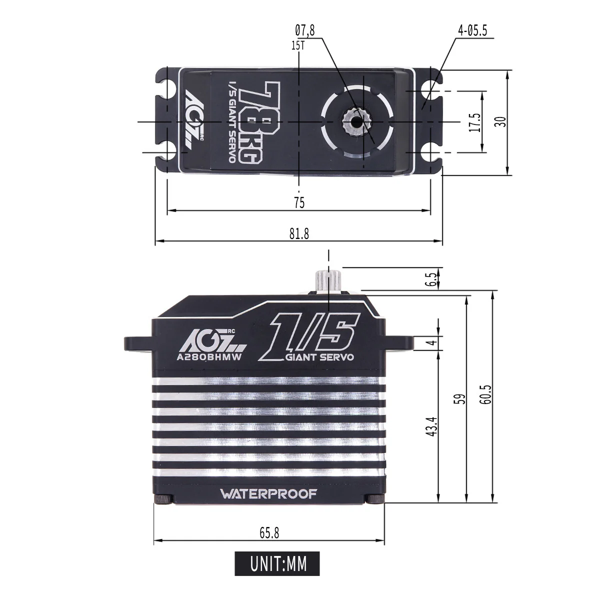 AGFRC Brushless 78KG Billet Servo - A280BHMW - Image 9