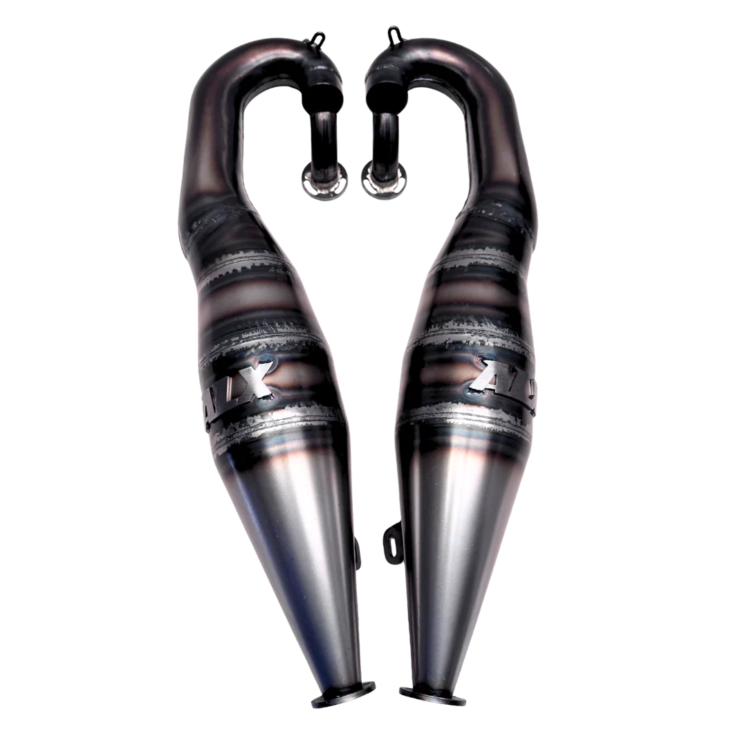ALX 80-100cc Custom Baja Twin Exhaust Pipes - Image 2