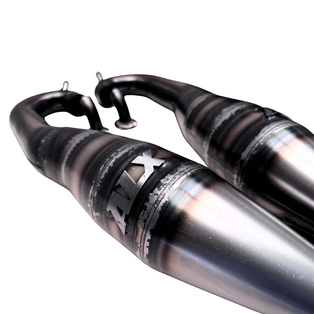 ALX 80-100cc Custom Baja Twin Exhaust Pipes - Image 3