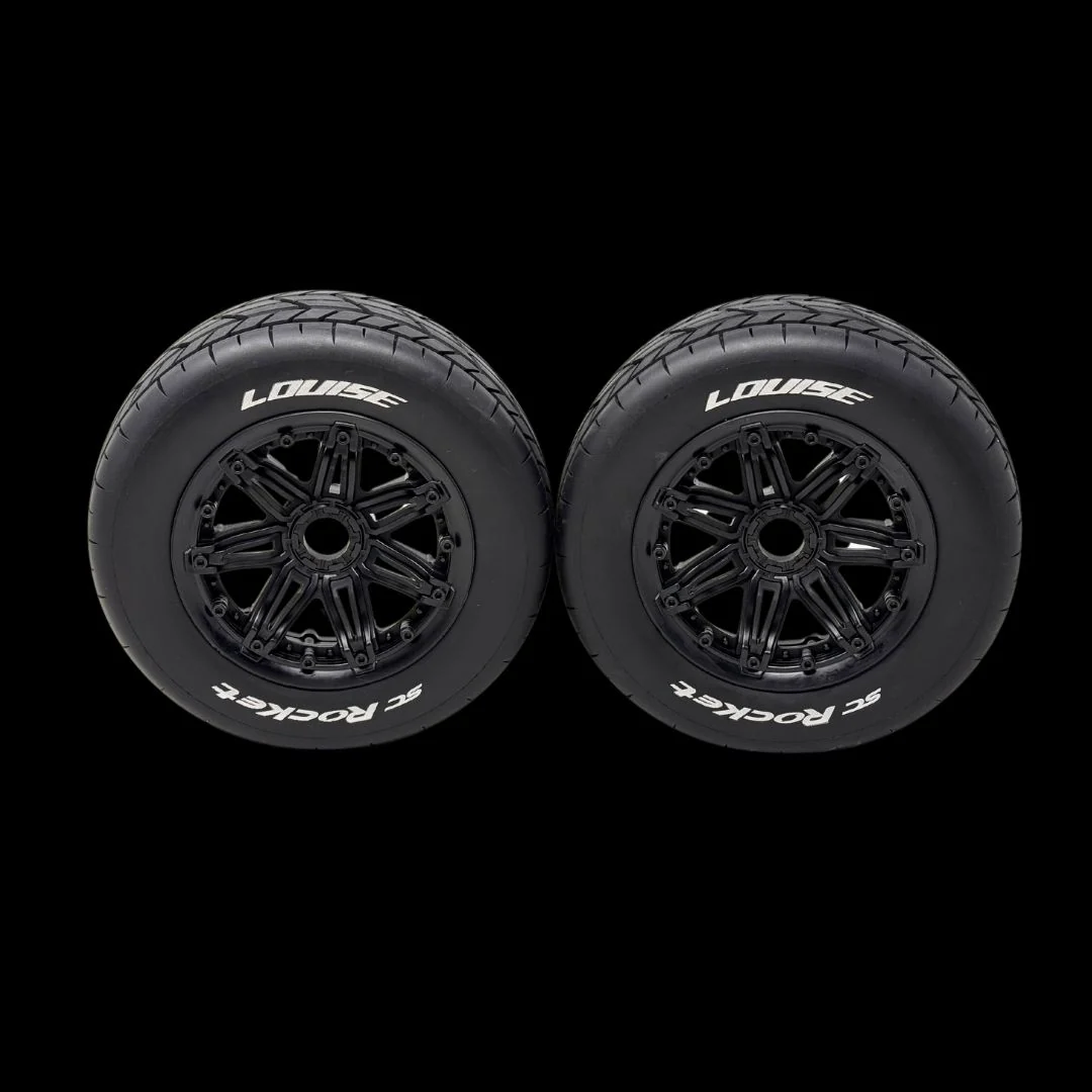 Louise RC Rocket Sport 185mm On-Road Wheels/Tyres 24mm Hex Black (pair) - Image 2