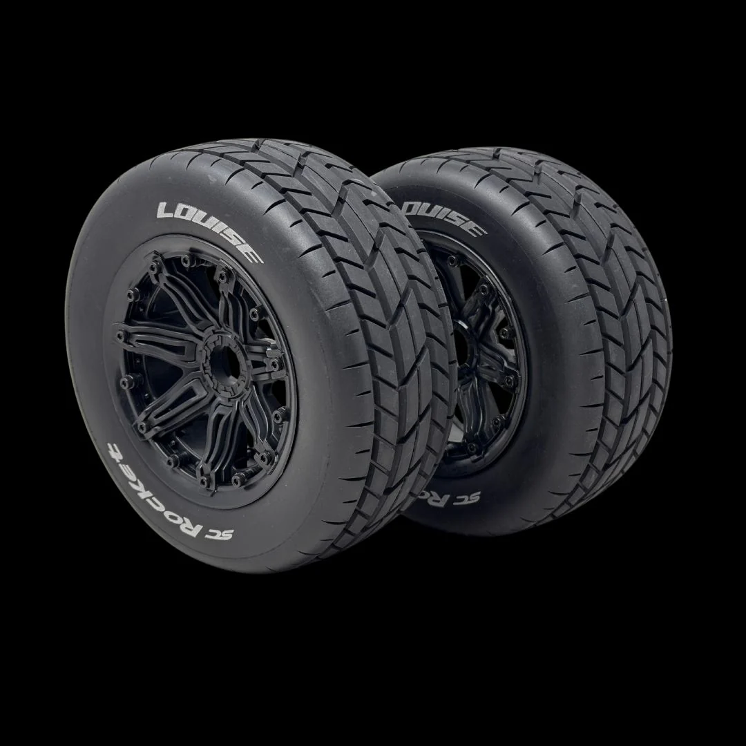 Louise RC Rocket Sport 185mm On-Road Wheels/Tyres 24mm Hex Black (pair) - Image 3