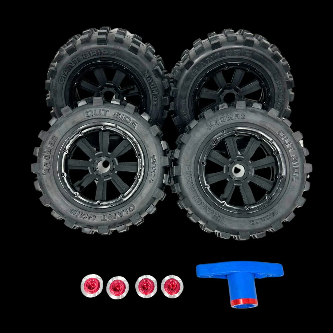 Mad Max Traxxas X-Maxx 190mm Belted Giant Grip Wheel/Tyre set with adaptors - Image 3