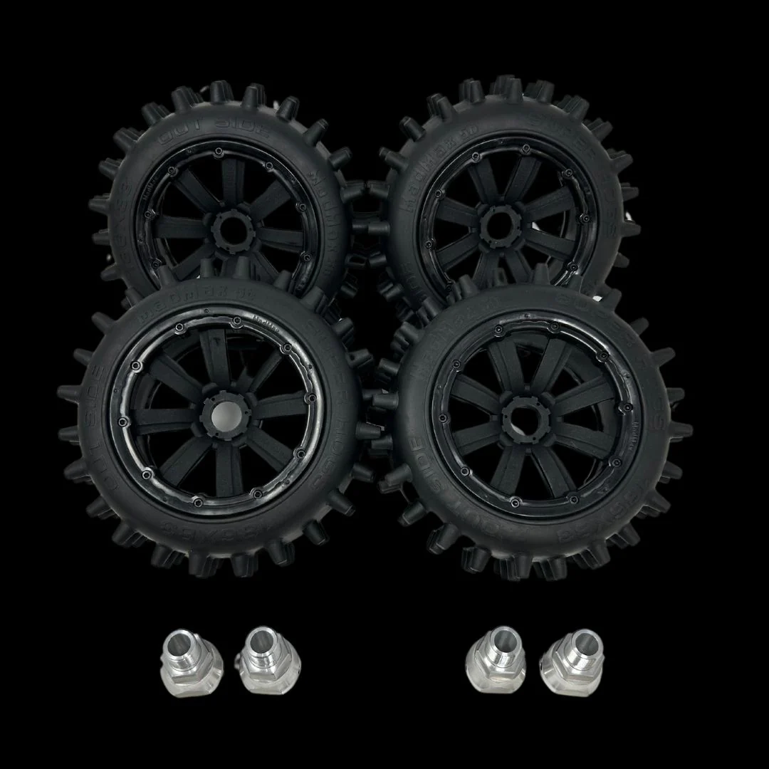 MadMax Super Hog V2 Truck 186mm Spike Wheel/Tyre Set (4) with adaptors - Image 3