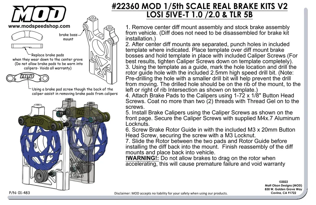 MOD Everlast Real Brakes Kit V2 - Losi 5T, 5ive 2.0 & 5B - Image 8