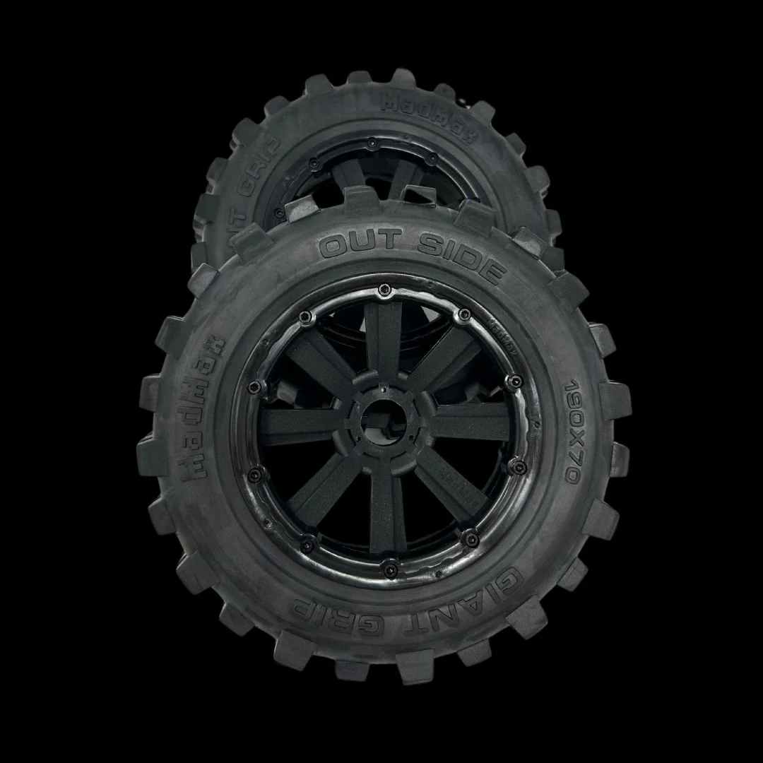 Pair of MadMax HD Belted 190mm Giant Grip Knobby Wheel/Tyre Set (2) - Image 2