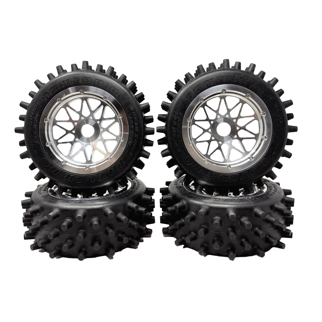 Taylor 195mm Super Spike Tyres mounted on RRC Billet Wheels (4pcs) - Image 2