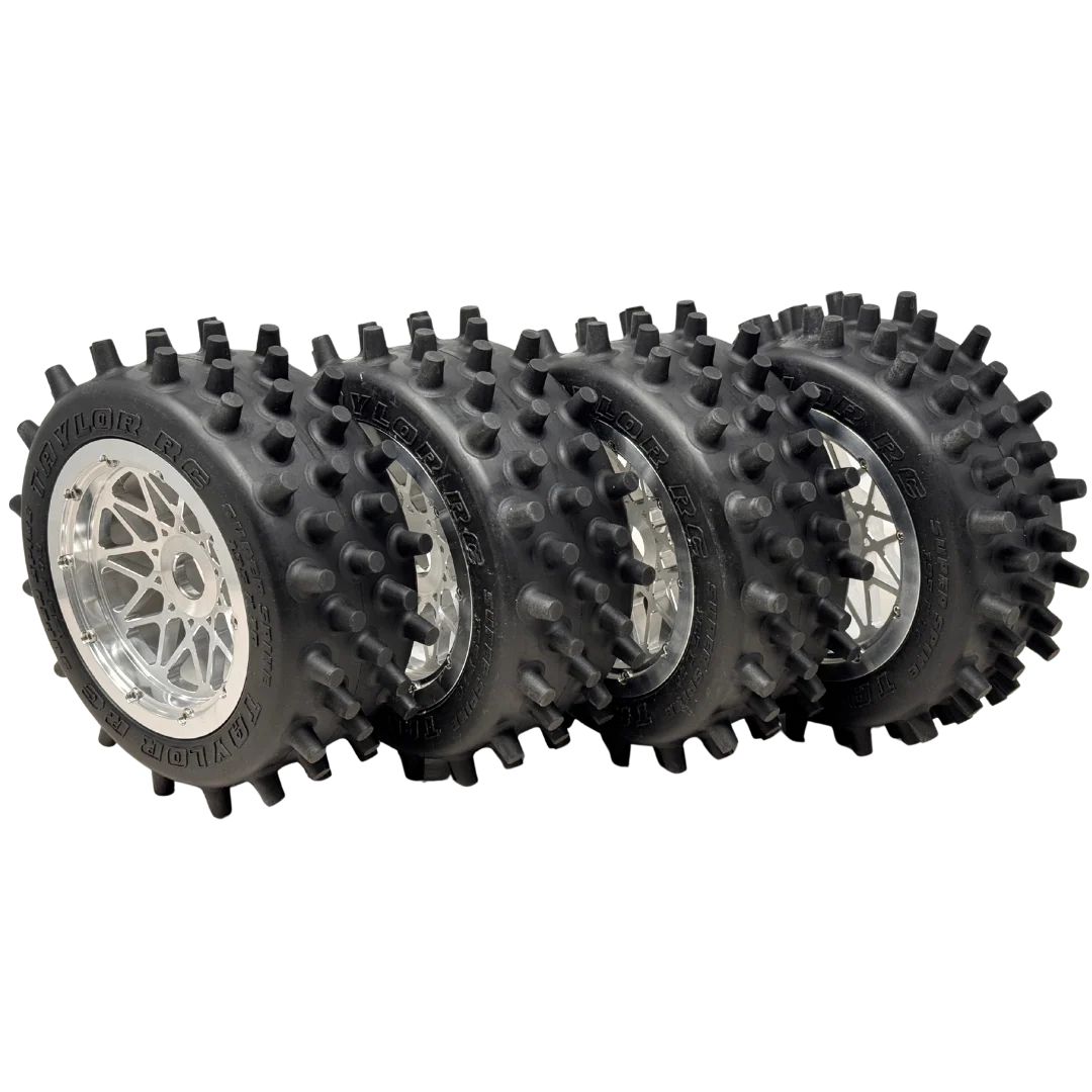 Taylor 195mm Super Spike Tyres mounted on RRC Billet Wheels (4pcs) - Image 3