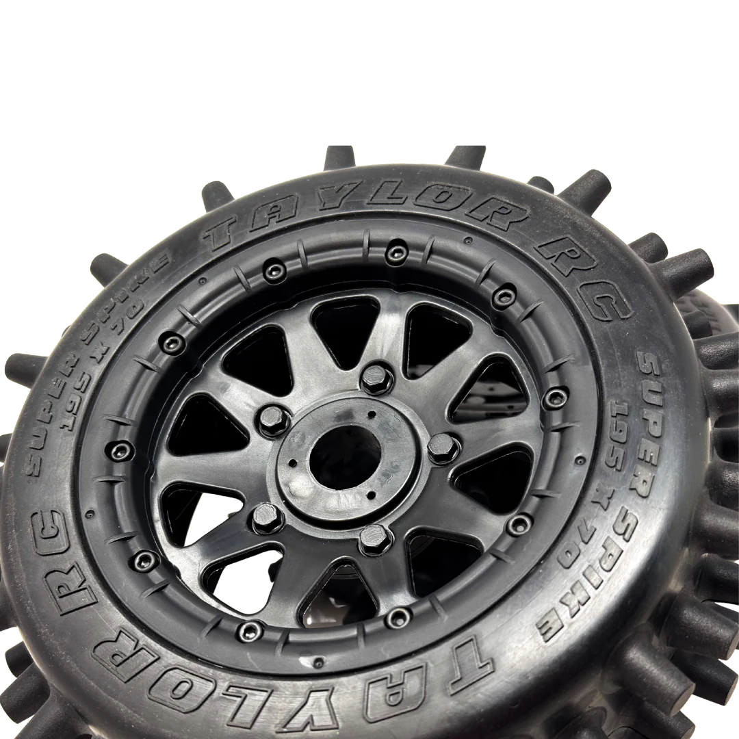 Taylor 195mm Super Spike Wheel Tyres Pre-Mounted 24mm hex (2pcs) - Image 4